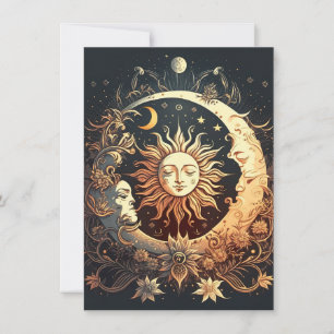 Watercolor Sun and Moon Celestial Thank You Card