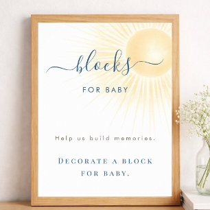Watercolor Sun Baby Shower Blocks For Baby Sign