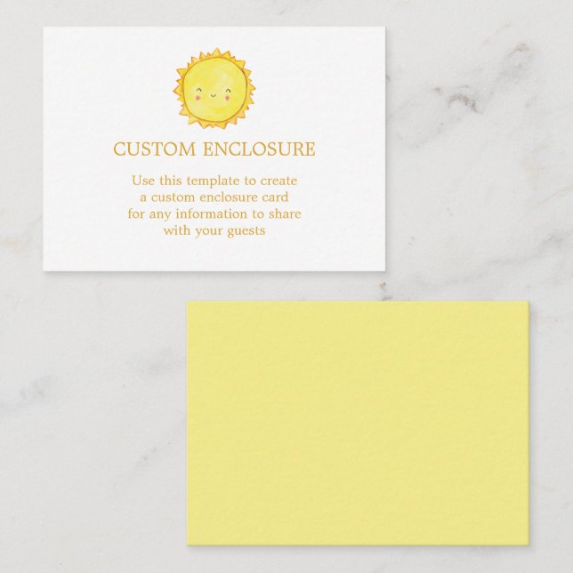 Watercolor Sun Invitation Enclosure Card (Front/Back)
