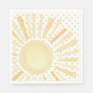Watercolor Sun Orange Yellow Dots Summer Napkin