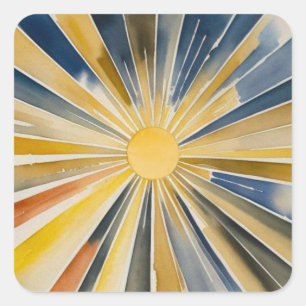 Watercolor Sunburst Flare Square Sticker