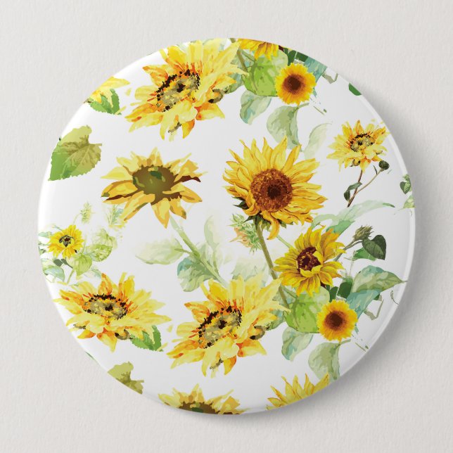 Watercolor Sunflower 10 Cm Round Badge (Front)