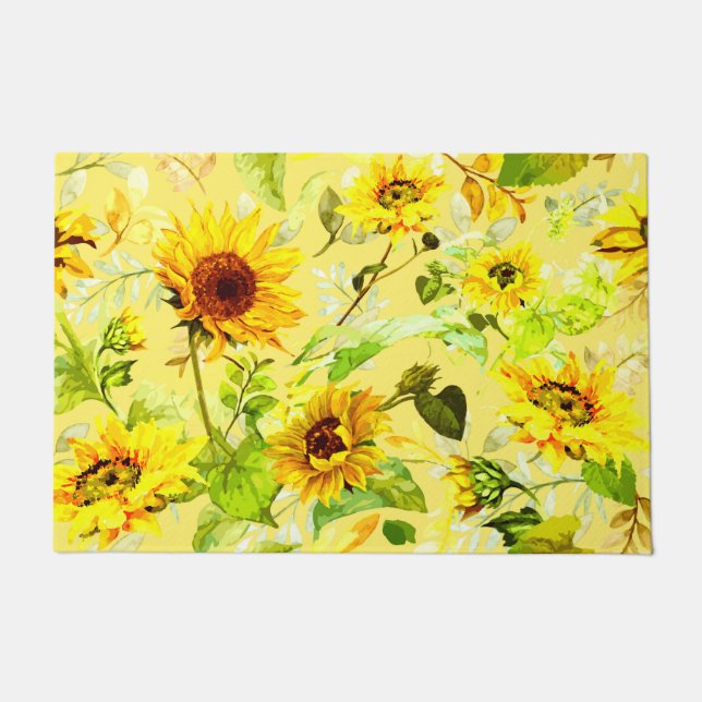 Watercolor Sunflower 2 Doormat (Front)