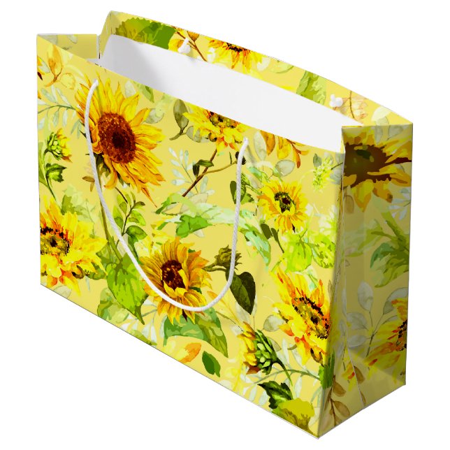 Watercolor Sunflower 2 Large Gift Bag (Back Angled)
