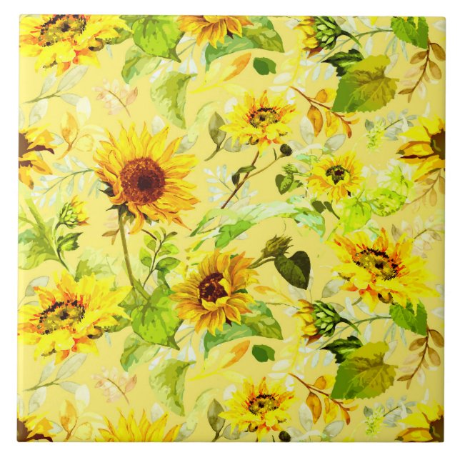 Watercolor Sunflower 2 Tile (Front)