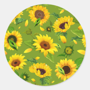 Watercolor Sunflower 4 Classic Round Sticker