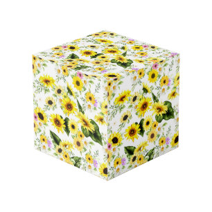 Watercolor Sunflower 7 Cube