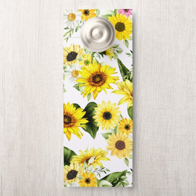 Watercolor Sunflower 7 Door Hanger (On Knob)