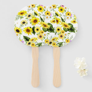 Watercolor Sunflower 7 Hand Fan