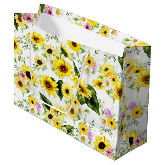 Watercolor Sunflower 7 Large Gift Bag