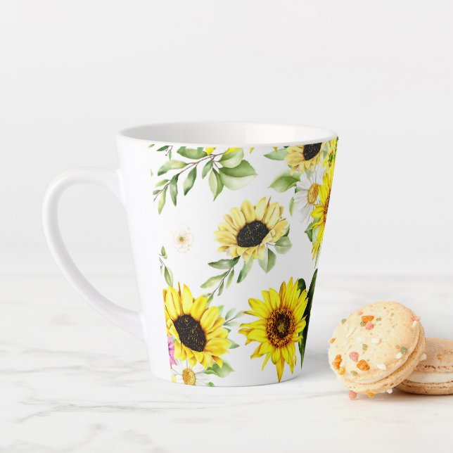 Watercolor Sunflower 7 Latte Mug (In Situ)