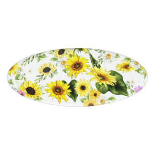 Watercolor Sunflower 7 Name Tag