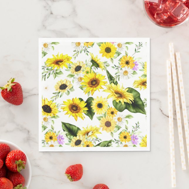 Watercolor Sunflower 7 Napkin (Insitu)