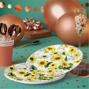 Watercolor Sunflower 7 Paper Plate