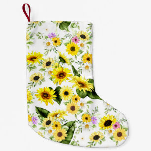 Watercolor Sunflower 7 Small Christmas Stocking