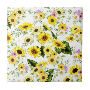 Watercolor Sunflower 7 Tile