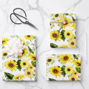 Watercolor Sunflower 7 Wrapping Paper Sheet
