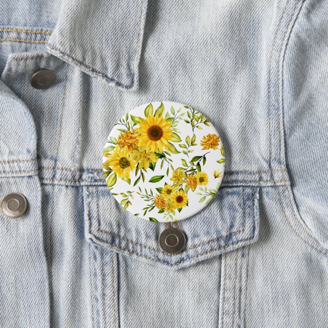 Watercolor Sunflower 8 7.5 Cm Round Badge (In Situ)