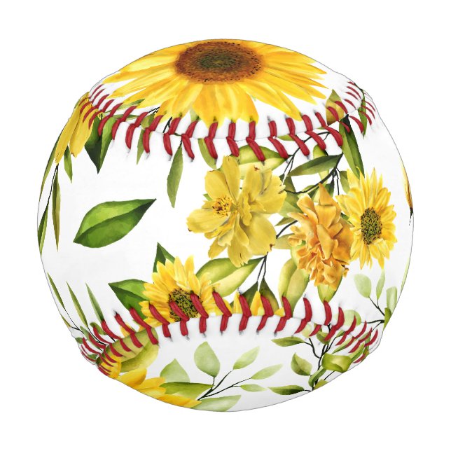Watercolor Sunflower 8 Baseball (Front)