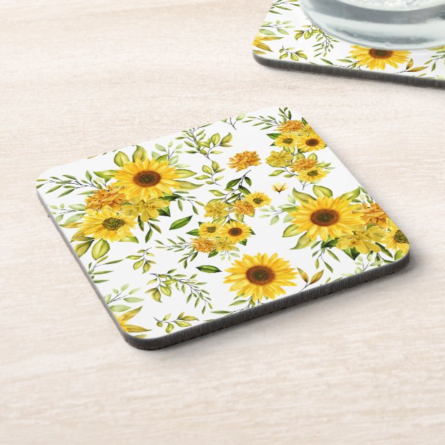 Watercolor Sunflower 8 Coaster (Left Side)
