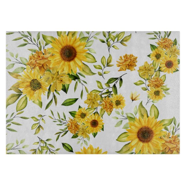 Watercolor Sunflower 8 Cutting Board (Front)