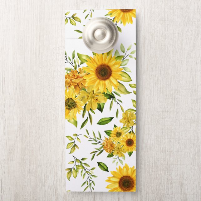 Watercolor Sunflower 8 Door Hanger (On Knob)