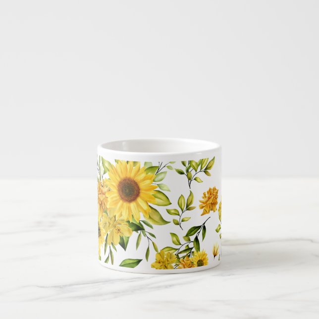 Watercolor Sunflower 8 Espresso Cup (Front)
