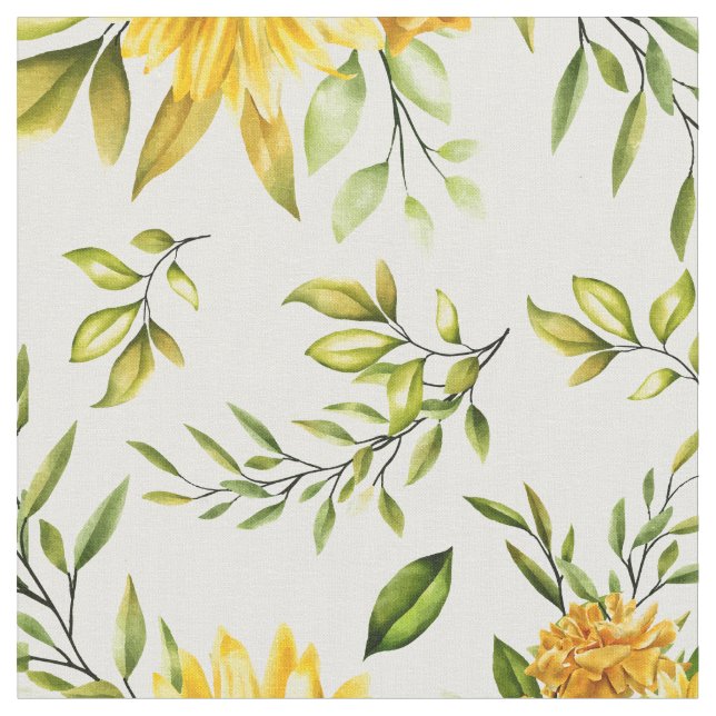 Watercolor Sunflower 8 Fabric (Close Up)