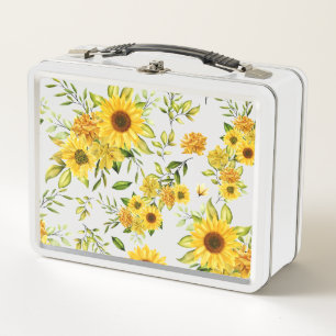 Watercolor Sunflower 8 Metal Lunch Box