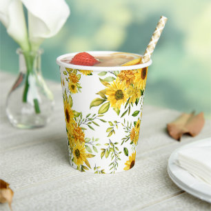 Watercolor Sunflower 8 Paper Cups