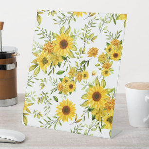 Watercolor Sunflower 8 Pedestal Sign
