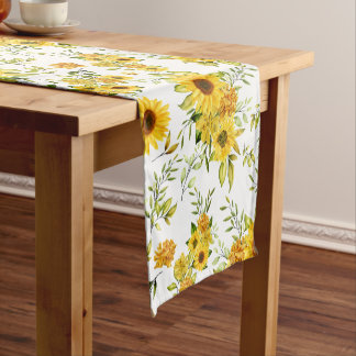 Watercolor Sunflower 8 Short Table Runner