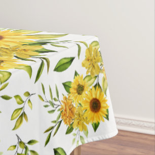 Watercolor Sunflower 8 Tablecloth