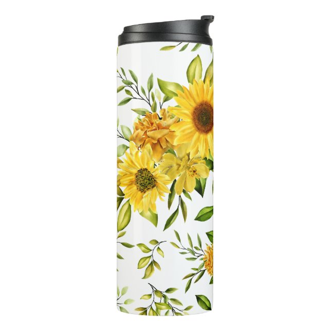Watercolor Sunflower 8 Thermal Tumbler (Rotated Left)