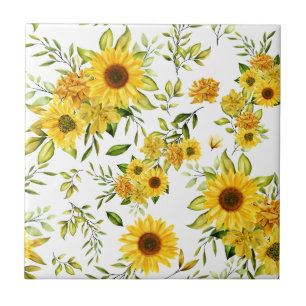 Watercolor Sunflower 8 Tile