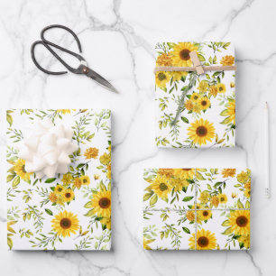 Watercolor Sunflower 8 Wrapping Paper Sheet