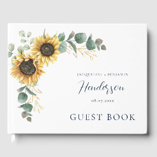 Watercolor Sunflower and Eucalyptus Wedding Guest Book