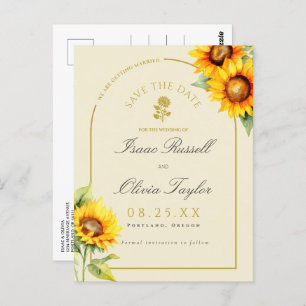 Watercolor Sunflower Arch Photo Save The Date Postcard
