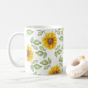 Watercolor sunflower art coffee mug