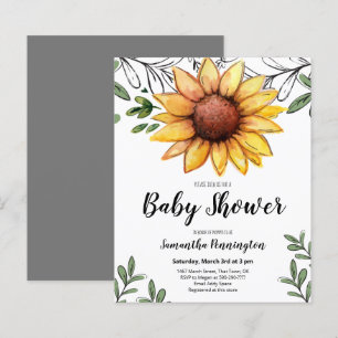 Watercolor Sunflower Baby Shower Budget Invitation