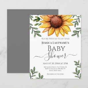 Watercolor Sunflower Baby Shower Budget Invitation
