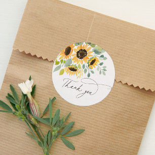 Watercolor Sunflower Baby Shower Classic Round Sticker