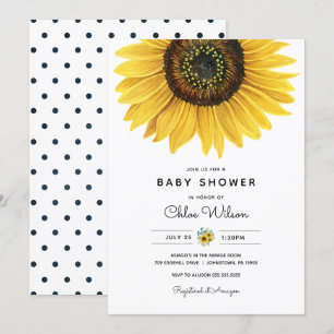 Watercolor Sunflower Baby Shower Invitation