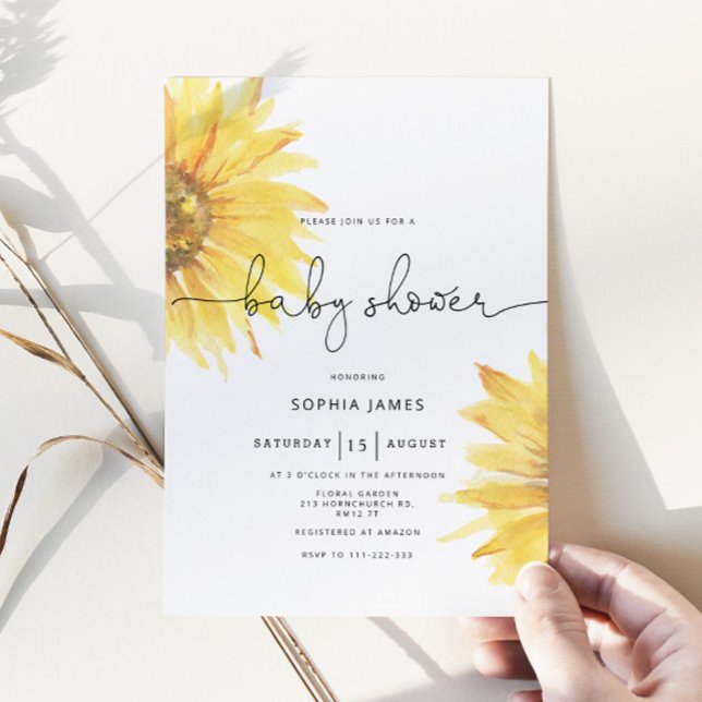 Watercolor Sunflower baby shower Invitation (Creator Uploaded)