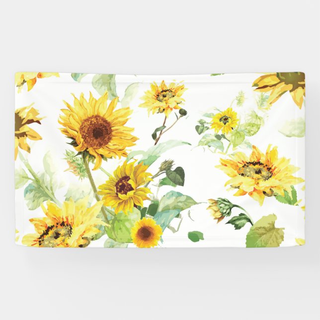 Watercolor Sunflower Banner (Horizontal)