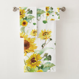 Watercolor Sunflower Bath Towel Set
