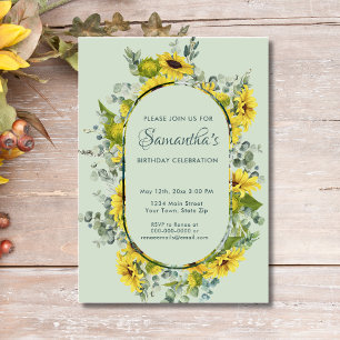 Watercolor Sunflower Birthday Party  Invitation