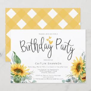 Watercolor Sunflower Birthday Party Invitation