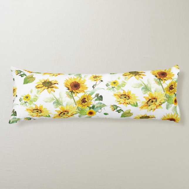 Watercolor Sunflower Body Cushion (Front)