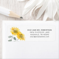 Watercolor Sunflower Botanical Return Address